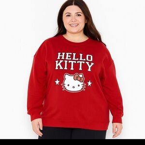 Sanrio Hello Kitty Dark Red Crewneck Sweatshirt Graphic Pullover Top SZ XXL